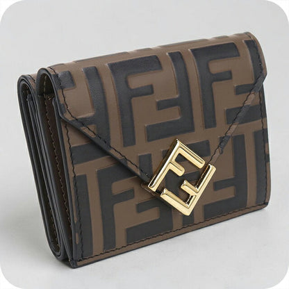 中古 フェンディ 三つ折り財布 三折財布 レディース ブランド FENDI FFダイヤモンド 8M0480 ブラウン USDFE113894011