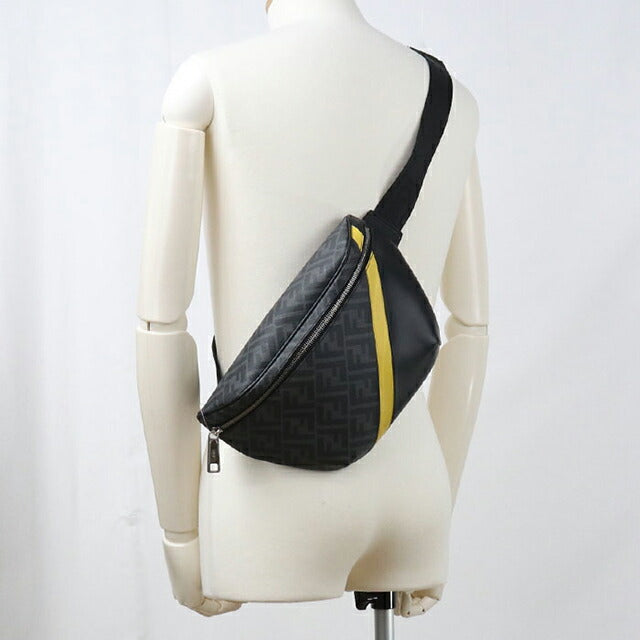 中古 フェンディ ボディバッグ メンズ ブランド FENDI ダイアゴナル ベルトバッグ 7VA562 ブラック USDFE113958011