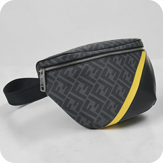 中古 フェンディ ボディバッグ メンズ ブランド FENDI ダイアゴナル ベルトバッグ 7VA562 ブラック USDFE113958011