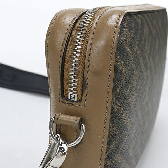中古 フェンディ ショルダーバッグ メンズ ブランド FENDI ダイアゴナル カメラケース 7M0286 ブラウン USDFE114121011
