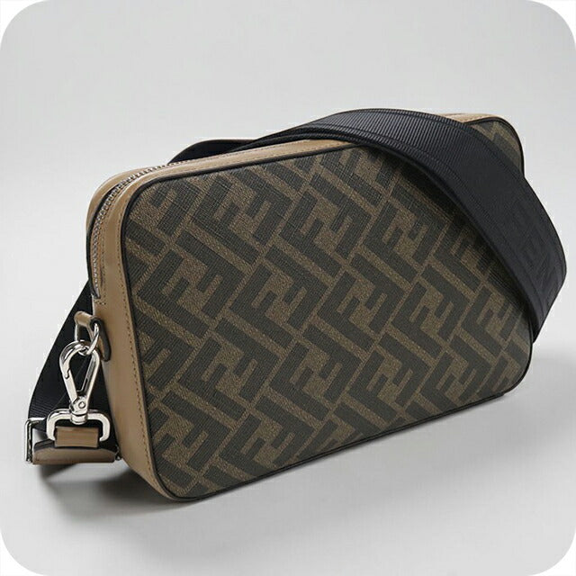 中古 フェンディ ショルダーバッグ メンズ ブランド FENDI ダイアゴナル カメラケース 7M0286 ブラウン USDFE114121011