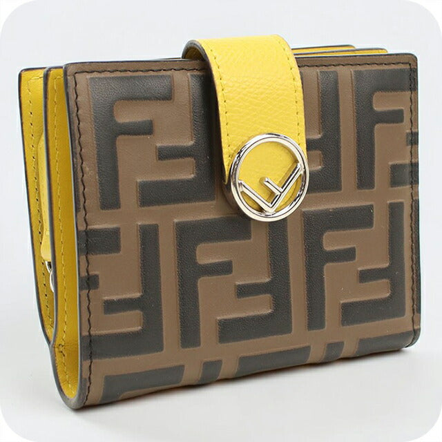 中古 フェンディ 二つ折り財布 二折財布 レディース ブランド FENDI エフイズフェンディ 8M0386 ブラウン USDFE114716011