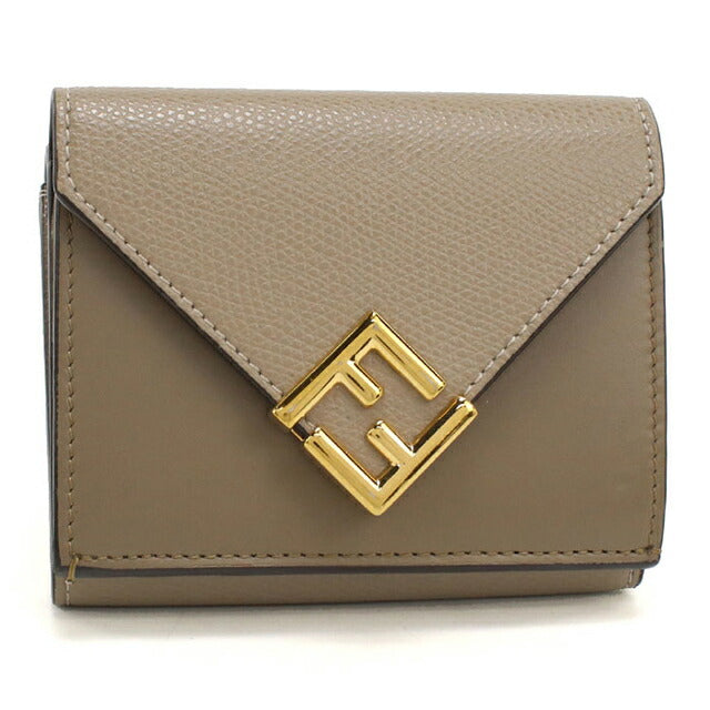 中古 フェンディ 三つ折り財布 三折財布 レディース ブランド FENDI FFダイヤモンド 8M0480 グレー USDFE115227011