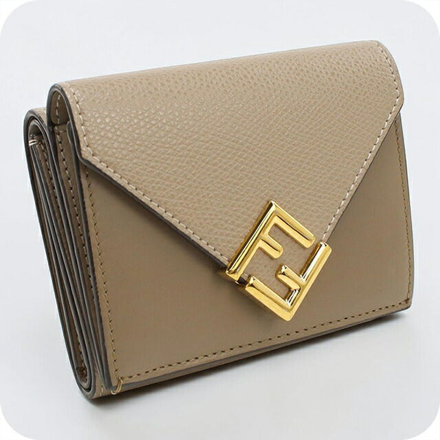 中古 フェンディ 三つ折り財布 三折財布 レディース ブランド FENDI FFダイヤモンド 8M0480 グレー USDFE115227011