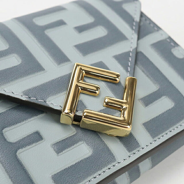 中古 フェンディ 三つ折り財布 三折財布 コンパクト レディース ブランド FENDI FFダイヤモンド 8M0480 ブルー USDFE115787011
