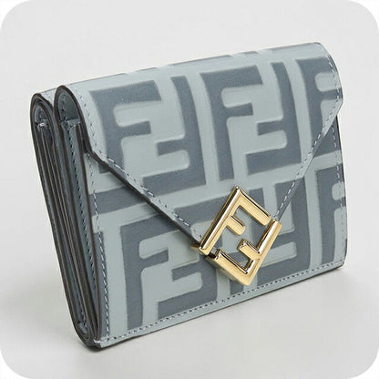 中古 フェンディ 三つ折り財布 三折財布 コンパクト レディース ブランド FENDI FFダイヤモンド 8M0480 ブルー USDFE115787011