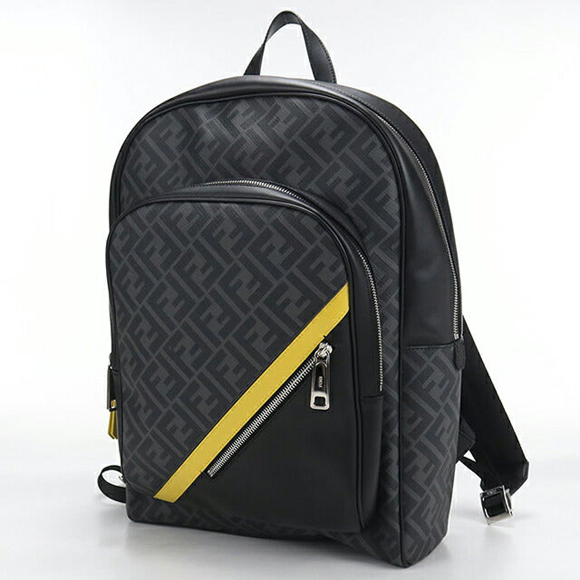 中古 フェンディ リュック メンズ ブランド FENDI ダイアゴナル バックパック 7VZ074 ブラック USDFE116107011