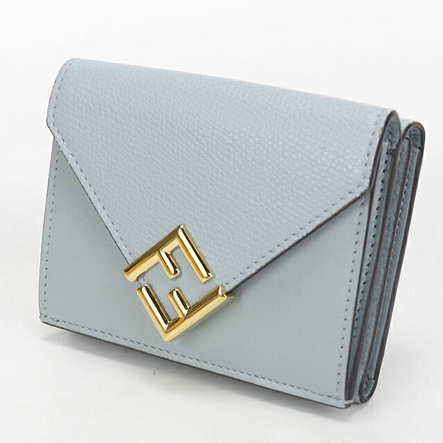 中古 フェンディ 三つ折り財布 三折財布 コンパクト レディース ブランド FENDI FFダイヤモンド 8M0480 ALV4 ブルー USDFE116258011