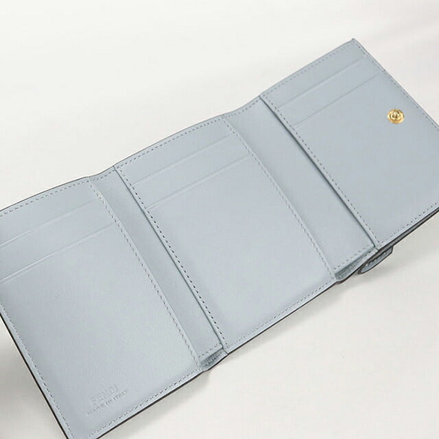 中古 フェンディ 三つ折り財布 三折財布 コンパクト レディース ブランド FENDI FFダイヤモンド 8M0480 ALV4 ブルー USDFE116258011
