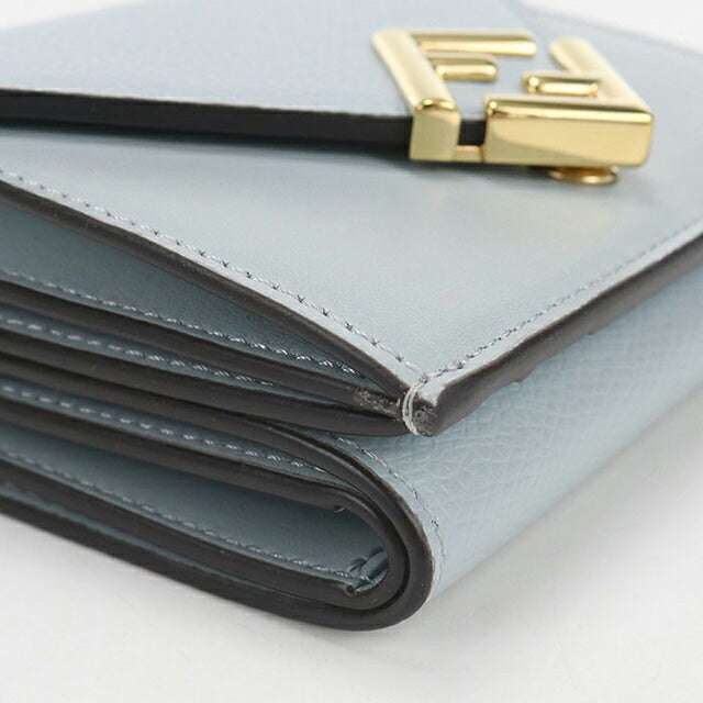 中古 フェンディ 三つ折り財布 三折財布 コンパクト レディース ブランド FENDI FFダイヤモンド 8M0480 ALV4 ブルー USDFE116258011