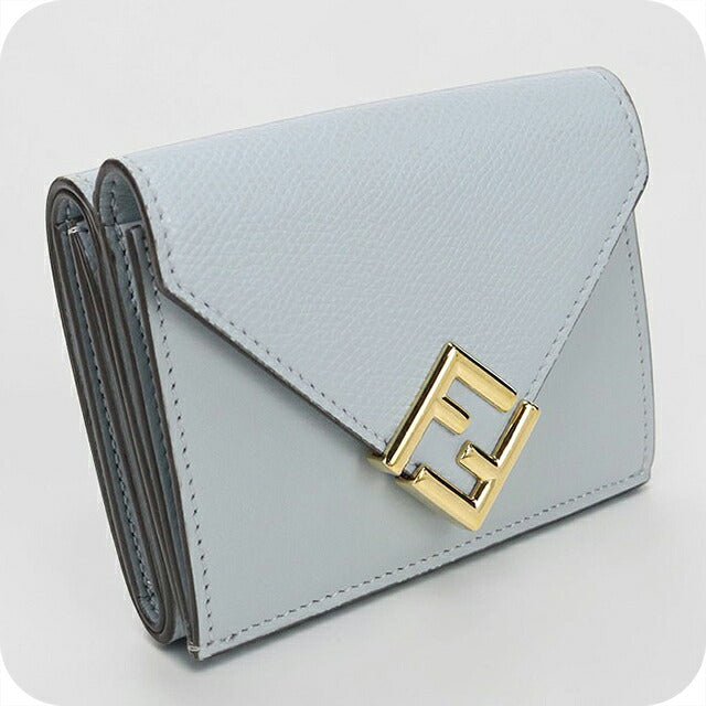 中古 フェンディ 三つ折り財布 三折財布 コンパクト レディース ブランド FENDI FFダイヤモンド 8M0480 ALV4 ブルー USDFE116258011
