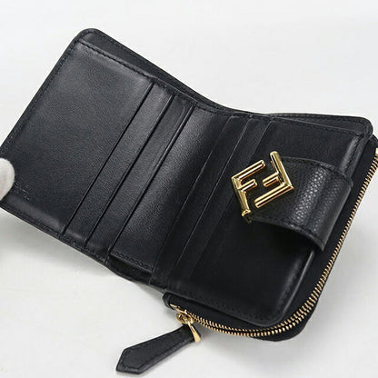 中古 フェンディ 二つ折り財布 二折財布 コンパクト レディース ブランド FENDI FFダイヤモンド 8M0490 ALWA ブラック USDFE116259011
