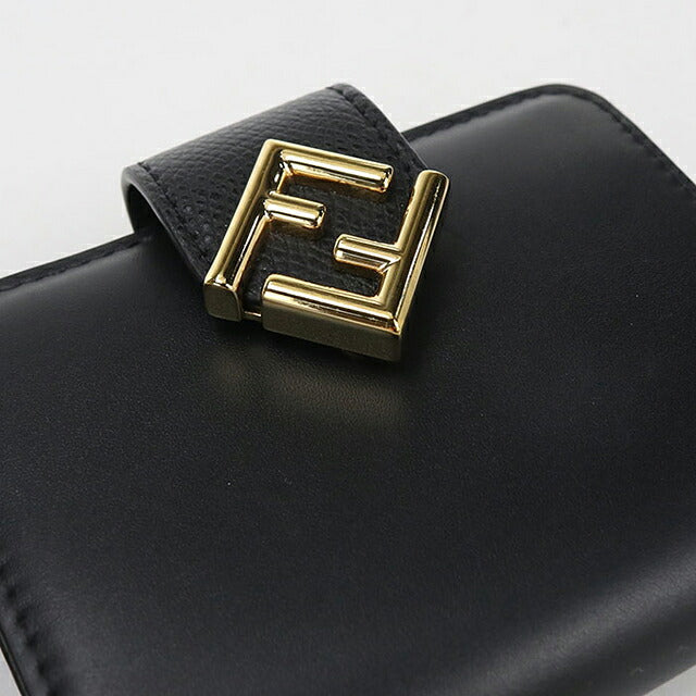 中古 フェンディ 二つ折り財布 二折財布 コンパクト レディース ブランド FENDI FFダイヤモンド 8M0490 ALWA ブラック USDFE116259011