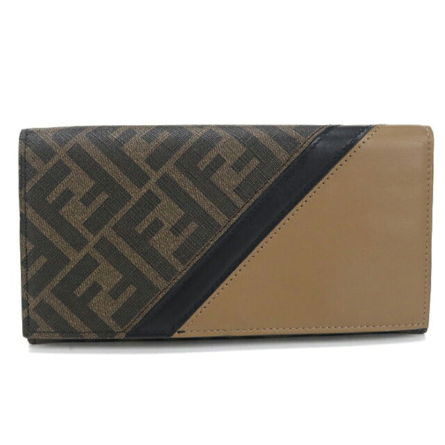 中古 フェンディ 長財布二折 メンズ ブランド FENDI ダイアゴナル 7M0264 AJF8 ブラウン USDFE116273011