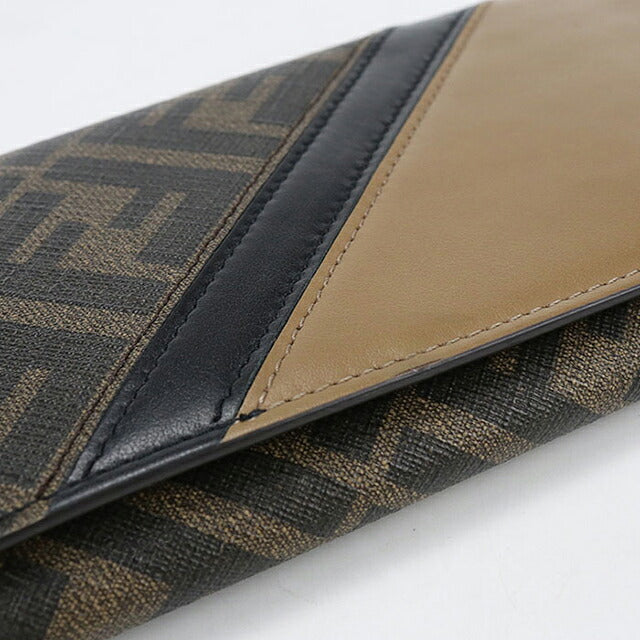 中古 フェンディ 長財布二折 メンズ ブランド FENDI ダイアゴナル 7M0264 AJF8 ブラウン USDFE116273011