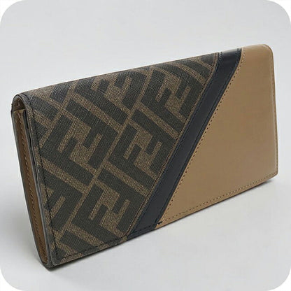 中古 フェンディ 長財布二折 メンズ ブランド FENDI ダイアゴナル 7M0264 AJF8 ブラウン USDFE116273011