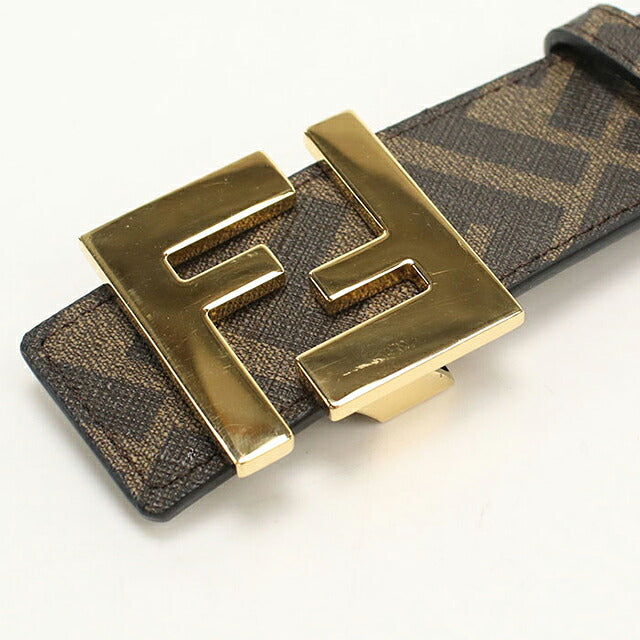 訳あり美品 FENDI メンズベルト ズッカ FFロゴバックル スクエア 中古 フェンディ ベルト メンズ ブランド FENDI ズッカ FFスクエア