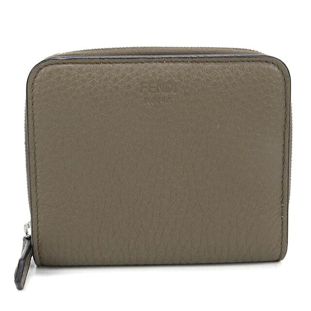 中古 フェンディ 二つ折り財布 二折財布 コンパクト レディース ブランド FENDI  ミディアム ウォレット 8M0407 グレー USDFE117131011
