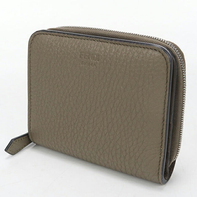 中古 フェンディ 二つ折り財布 二折財布 コンパクト レディース ブランド FENDI  ミディアム ウォレット 8M0407 グレー USDFE117131011