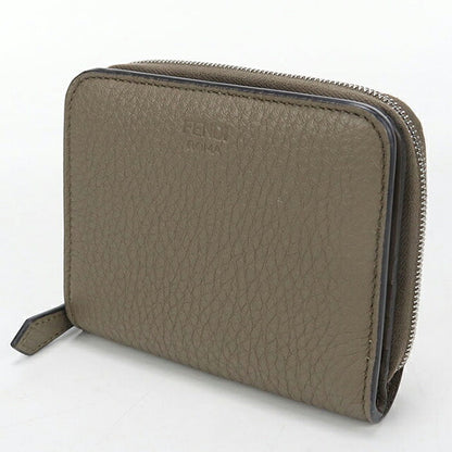 中古 フェンディ 二つ折り財布 二折財布 コンパクト レディース ブランド FENDI  ミディアム ウォレット 8M0407 グレー USDFE117131011