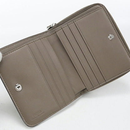 中古 フェンディ 二つ折り財布 二折財布 コンパクト レディース ブランド FENDI  ミディアム ウォレット 8M0407 グレー USDFE117131011