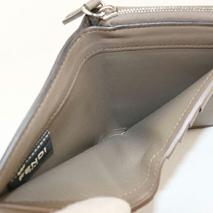 中古 フェンディ 二つ折り財布 二折財布 コンパクト レディース ブランド FENDI  ミディアム ウォレット 8M0407 グレー USDFE117131011
