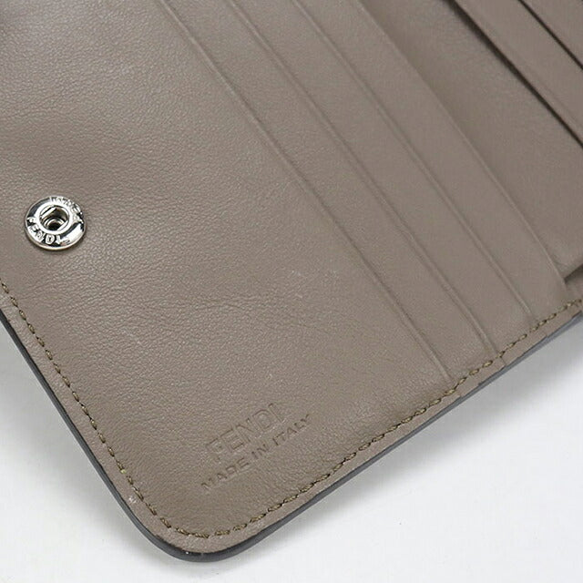 中古 フェンディ 二つ折り財布 二折財布 コンパクト レディース ブランド FENDI  ミディアム ウォレット 8M0407 グレー USDFE117131011