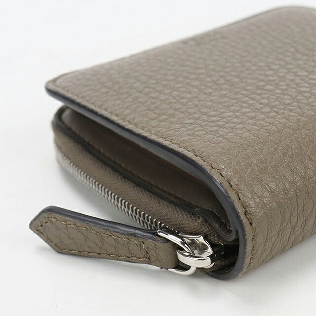 中古 フェンディ 二つ折り財布 二折財布 コンパクト レディース ブランド FENDI  ミディアム ウォレット 8M0407 グレー USDFE117131011