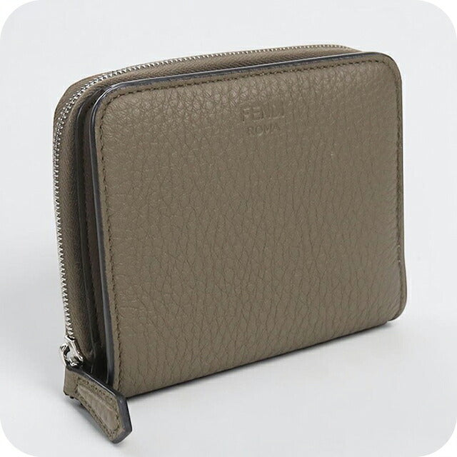 中古 フェンディ 二つ折り財布 二折財布 コンパクト レディース ブランド FENDI  ミディアム ウォレット 8M0407 グレー USDFE117131011