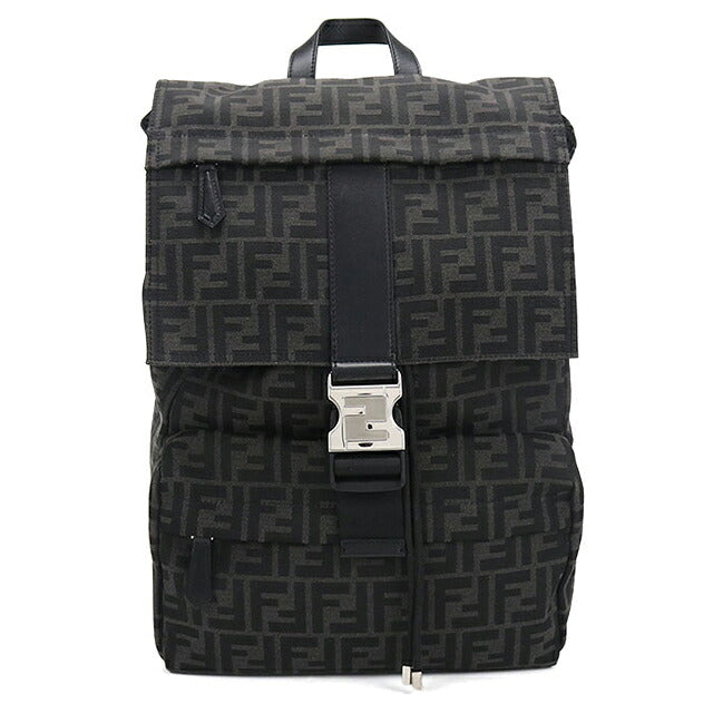 中古 フェンディ リュック メンズ ブランド FENDI FFジャガード バックパック 7VZ066 ブラック USDFE117362011