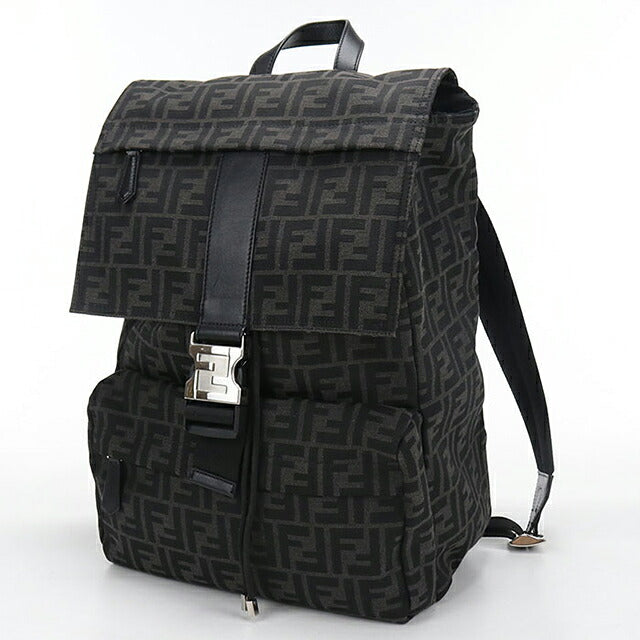 中古 フェンディ リュック メンズ ブランド FENDI FFジャガード バックパック 7VZ066 ブラック USDFE117362011