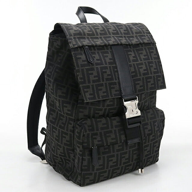 中古 フェンディ リュック メンズ ブランド FENDI FFジャガード バックパック 7VZ066 ブラック USDFE117362011