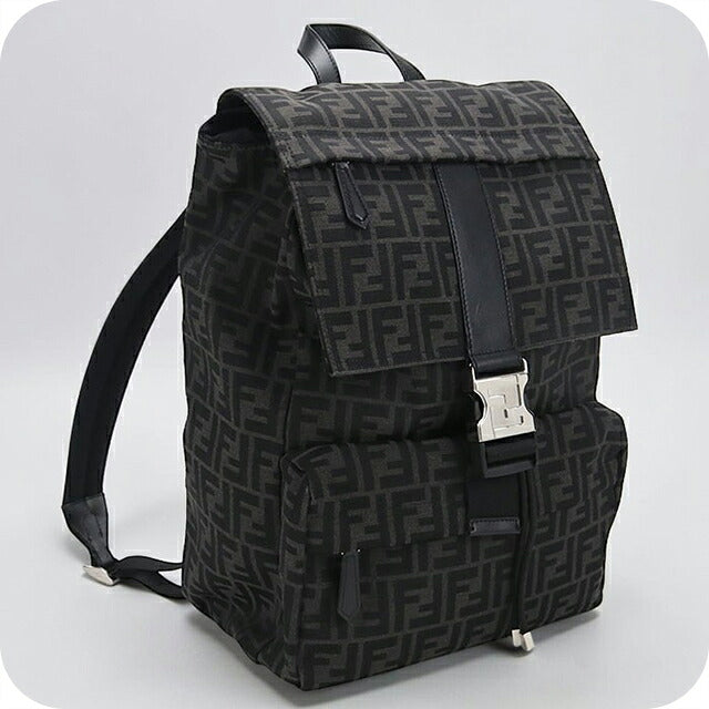 中古 フェンディ リュック メンズ ブランド FENDI FFジャガード バックパック 7VZ066 ブラック USDFE117362011