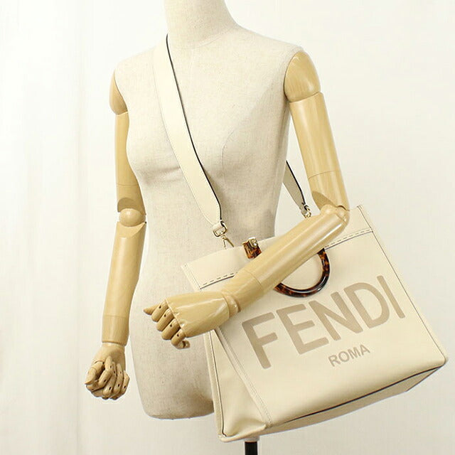 中古 フェンディ トートバッグ レディース ブランド FENDI  サンシャイン ミディアム 8BH386 ホワイト USDFE117487011