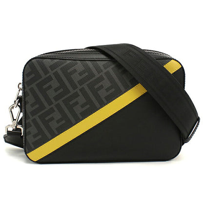 中古 フェンディ ショルダーバッグ メンズ ブランド FENDI ダイアゴナル カメラケース 7M0286 ブラック USDFE117560011
