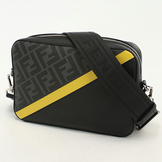 中古 フェンディ ショルダーバッグ メンズ ブランド FENDI ダイアゴナル カメラケース 7M0286 ブラック USDFE117560011