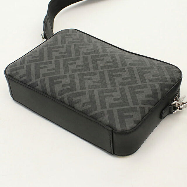 中古 フェンディ ショルダーバッグ メンズ ブランド FENDI ダイアゴナル カメラケース 7M0286 ブラック USDFE117560011