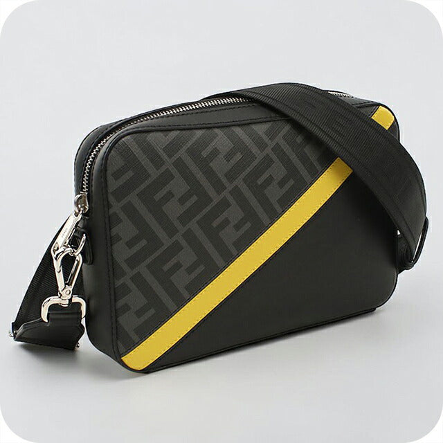 中古 フェンディ ショルダーバッグ メンズ ブランド FENDI ダイアゴナル カメラケース 7M0286 ブラック USDFE117560011