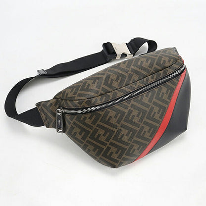 中古 フェンディ ボディバッグ メンズ ブランド FENDI ダイアゴナル ベルトバッグ 7VA434 ブラウン USDFE117573011