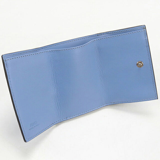 中古 フェンディ 三つ折り財布 三折財布 コンパクト レディース ブランド FENDI エフイズフェンディ  8M0395 ブルー USDFE118364011