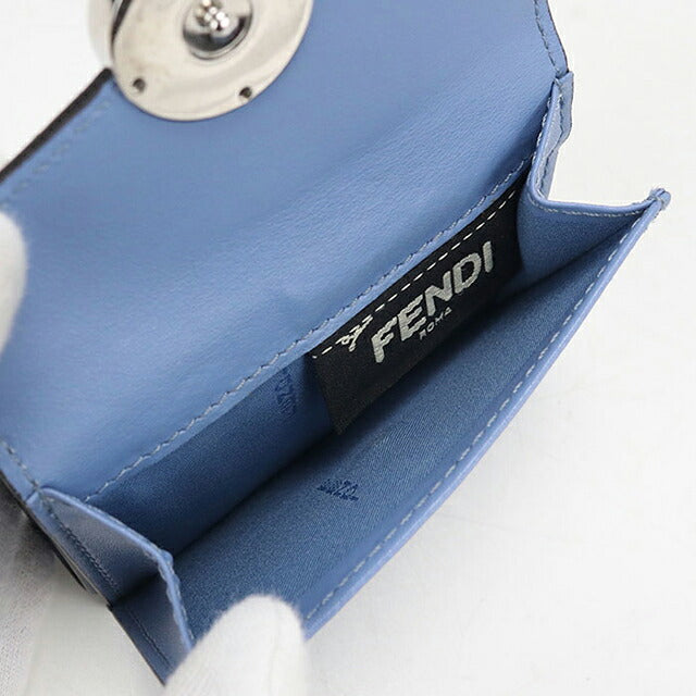 中古 フェンディ 三つ折り財布 三折財布 コンパクト レディース ブランド FENDI エフイズフェンディ  8M0395 ブルー USDFE118364011