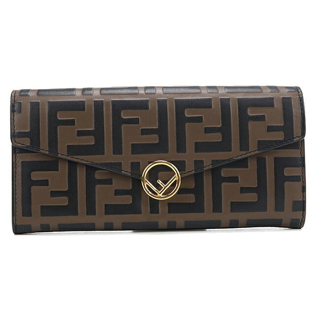 中古 フェンディ 長財布二折 レディース ブランド FENDI エフ イズ フェンディ コンチネンタルウォレット レザー 8M0251 AAFM ブラウン USDFE119425011