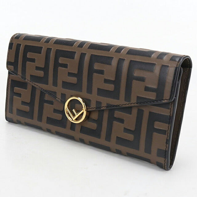 中古 フェンディ 長財布二折 レディース ブランド FENDI エフ イズ フェンディ コンチネンタルウォレット レザー 8M0251 AAFM ブラウン USDFE119425011