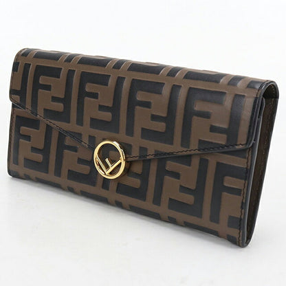 中古 フェンディ 長財布二折 レディース ブランド FENDI エフ イズ フェンディ コンチネンタルウォレット レザー 8M0251 AAFM ブラウン USDFE119425011