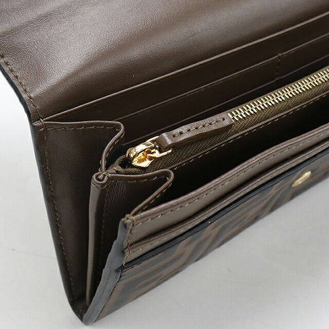 中古 フェンディ 長財布二折 レディース ブランド FENDI エフ イズ フェンディ コンチネンタルウォレット レザー 8M0251 AAFM ブラウン USDFE119425011