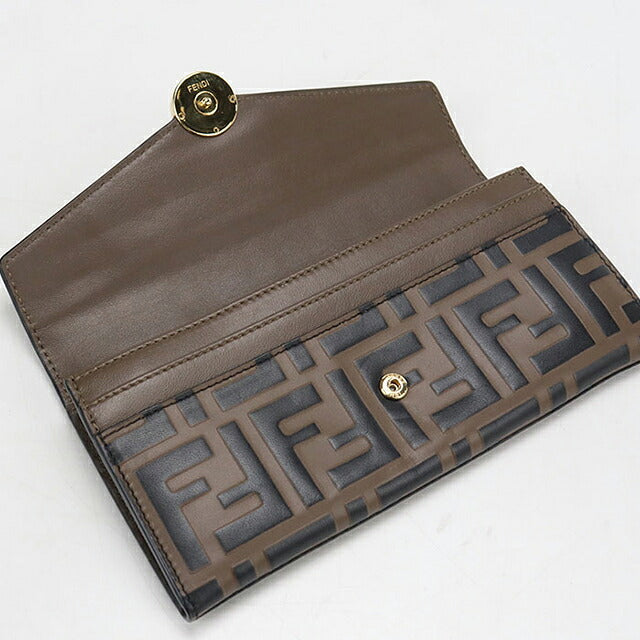 中古 フェンディ 長財布二折 レディース ブランド FENDI エフ イズ フェンディ コンチネンタルウォレット レザー 8M0251 AAFM ブラウン USDFE119425011