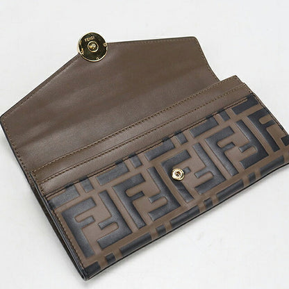 中古 フェンディ 長財布二折 レディース ブランド FENDI エフ イズ フェンディ コンチネンタルウォレット レザー 8M0251 AAFM ブラウン USDFE119425011