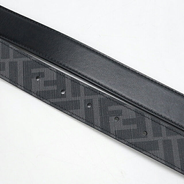 中古 フェンディ ベルト メンズ ブランド FENDI FFモチーフ ズッカ リバーシブル 7C0475 ブラック USDFE119436011