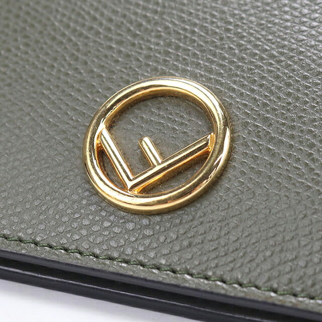 中古 フェンディ 二つ折り財布 二折財布 コンパクト レディース ブランド FENDI エフ イズ フェンディ スモール ウォレット 8M0387 カーキ USDFE119449011