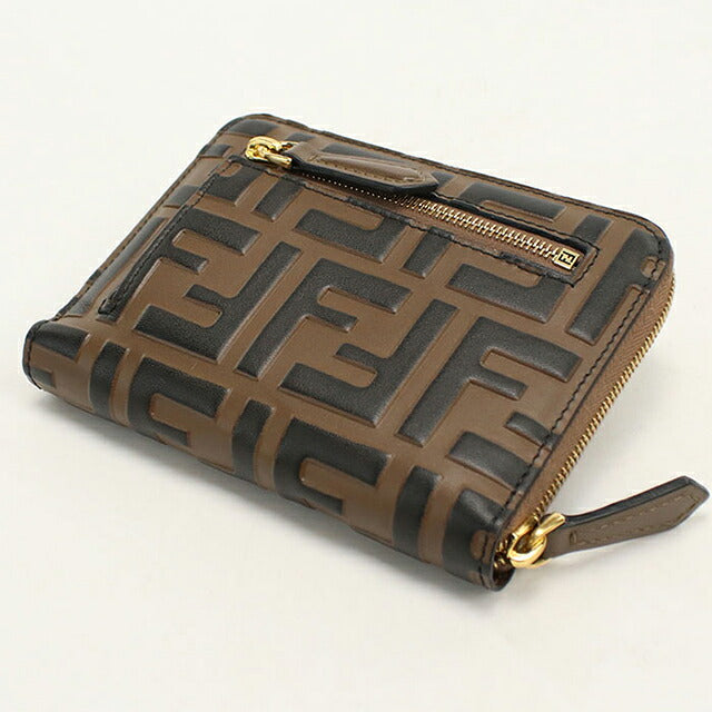 中古 フェンディ 二つ折り財布 二折財布 コンパクト レディース ブランド FENDI FFダイヤモンド  8M0508 ブラウン USDFE119777011